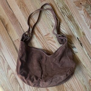 Free People Brown Suede Slouchy Shoulder Bag